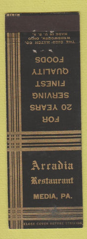 Matchbook Cover - Arcadia Restaurant Media PA
