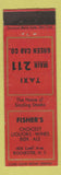 Matchbook Cover - Fisher's Restaurant Rochester NY Green Cab Taxi