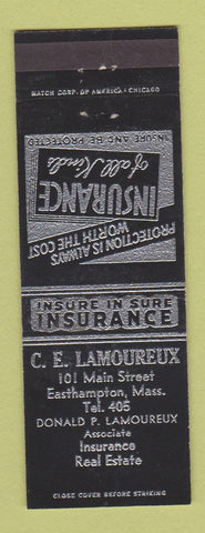 Matchbook Cover - CE Lamoureux Insurance Easthampton MA Real Estate