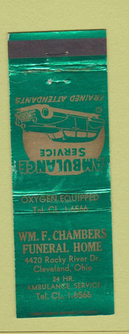 Matchbook Cover - Wm Chambers Funeral Home Ambulance Cleveland OH