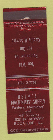 Matchbook Cover - Heim's Machinists' Supply Rockford IL