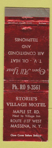 Matchbook Cover - Storie's Village Motel Massena NY WEAR