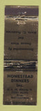 Matchbook Cover - Homstead Dinners Indianapolis IN