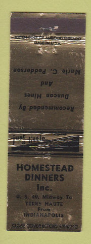 Matchbook Cover - Homstead Dinners Indianapolis IN