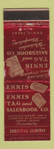 Matchbook Cover - Ennis Tag and Salesbook Ennis TX WEAR