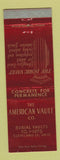 Matchbook Cover - American Vault Burial Vaults Cleveland OH WEAR