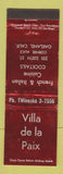 Matchbook Cover - Villa de la Paix Oakland CA restaurant