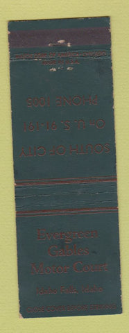 Matchbook Cover - Evergreen Gables Motor Court Idaho Falls ID