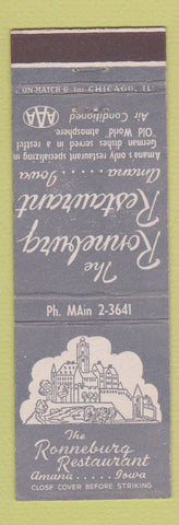 Matchbook Cover - Ronneburg Restaurant Amana IA