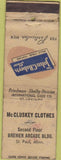 Matchbook Cover - McCluskey Clothes ST Paul MN POOR