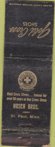 Matchbook Cover - Red Cross Shoes Husch Bros St Paul MN WORN