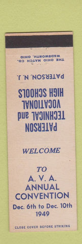 Matchbook Cover - Paterson Technical Vocational High Schools 1949 Paterson NJ