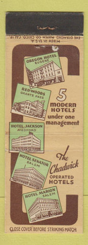 Matchbook Cover - Chadwick Hotels Grants Pass Eugene Medford Salem OR