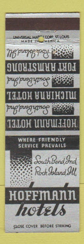 Matchbook Cover - Hoffman Hotels South Bend IN Rock Island IL