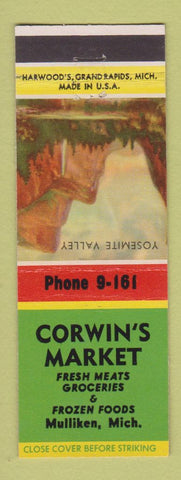 Matchbook Cover - Corwin's Market Mulliken MI