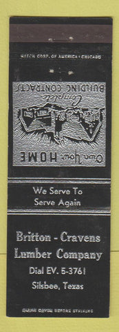 Matchbook Cover - Britton Cravens Lumber Silsbee TX WEAR