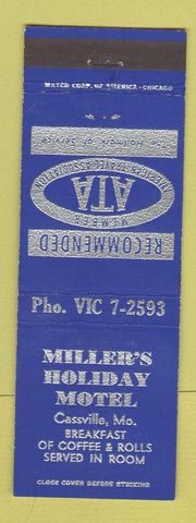 Matchbook Cover - Miller's Holiday Motel Cassville MO