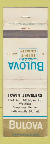 Matchbook Cover - Bulova Watches Irwin Jewelers Indianapolis IN WEAR