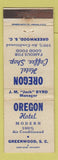 Matchbook Cover - Oregon Hotel Greenwood SC WEAR