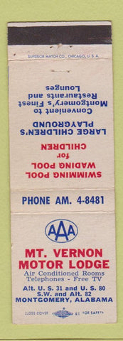Matchbook Cover - Mount Vernon Motor Lodge Montgomery AL