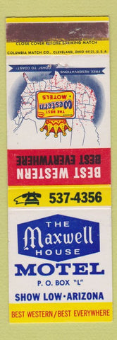 Matchbook Cover - Maxwell House Motel Show Low AZ Best Western