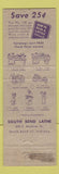 Matchbook Cover - South Bend Tools Lathes Drill Press IN 1956