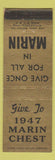 Matchbook Cover - Marin Chest 1947 Community Fund CA WEAR