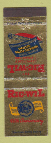 Matchbook Cover - Ric Wil Insulated Pipe Cleveland OH 1950 WEAR
