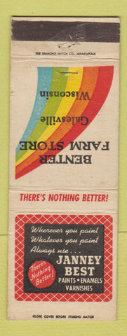 Matchbook Cover - Janney Best Paints Benter Fram Store Galesville WI