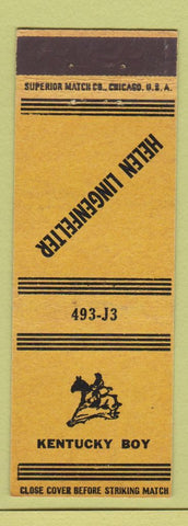Matchbook Cover - Kentucky Boy Helen Lingenfelter Altoona PA horse