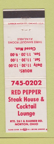 Matchbook Cover - Red Pepper Steak House Norton OH
