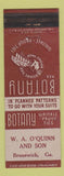 Matchbook Cover - Botany Men's Clothes Ties WA O'Quinn Brunswick GA