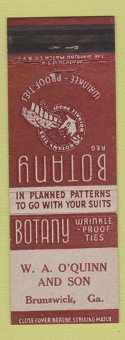 Matchbook Cover - Botany Men's Clothes Ties WA O'Quinn Brunswick GA