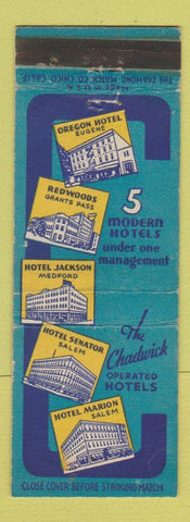 Matchbook Cover - Chadwick Hotels Eugene Grants Pass Medford Salem OR