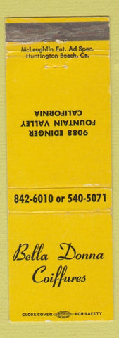 Matchbook Cover - Bella Donna Coiffures Fountain Valley CA