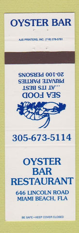 Matchbook Cover - Oyster Bar Restaurant Miami Beach FL