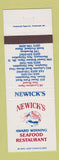 Matchbook Cover - Newick's Seafood Dover Hampton Merrimack NH South Portland ME