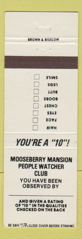 Matchbook Cover - Mooseberry Mansion People Watcher Club