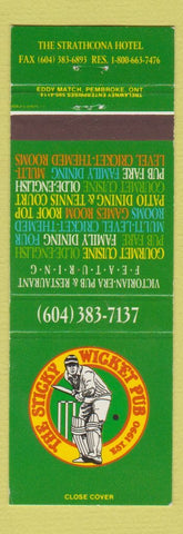 Matchbook Cover - Sticky Wicket Pub Strathcona Hotel Victoria BC