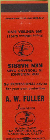 Matchbook Cover - Ken Harris AW Fuller Insurance Camarillo CA