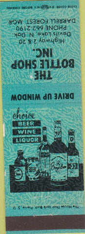 Matchbook Cover - The Bottle Shop Inc Devils Lake ND teal