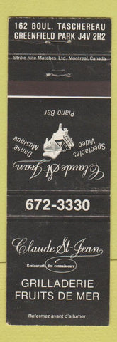 Matchbook Cover - Claude St Jean Greenfield Park WEAR