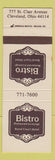 Matchbook Cover - Bistro Restaurant Bond Court Hotel Cleveland OH