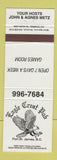 Matchbook Cover - Eagle Crest Pub Fort St James BC WEAR