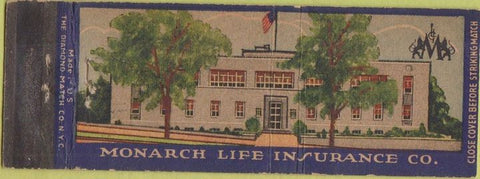Matchbook Cover - Monarch Life Insurance Co Springfield MA