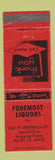 Matchbook Cover - Foremost Liquors Joliet IL