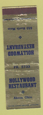 Matchbook Cover - Hollywood Restaurant Akron OH WEAR