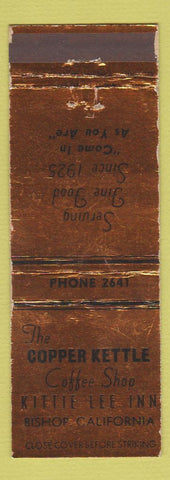 Matchbook Cover - Copper Kettle Kittle Lee Inn Bishop CA WEAR