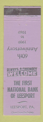 Matchbook Cover - First National Bank Leesport PA 1969