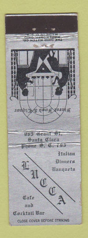 Matchbook Cover - Lucca Italian Restaurant Santa Clara CA WEAR